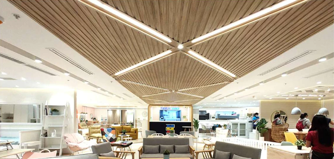 Furniture Source Megamall retail interior with timber ceiling and integrated lighting